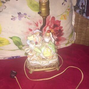 Antique Lamp Lady and man old vintage decorations home decor Victorian